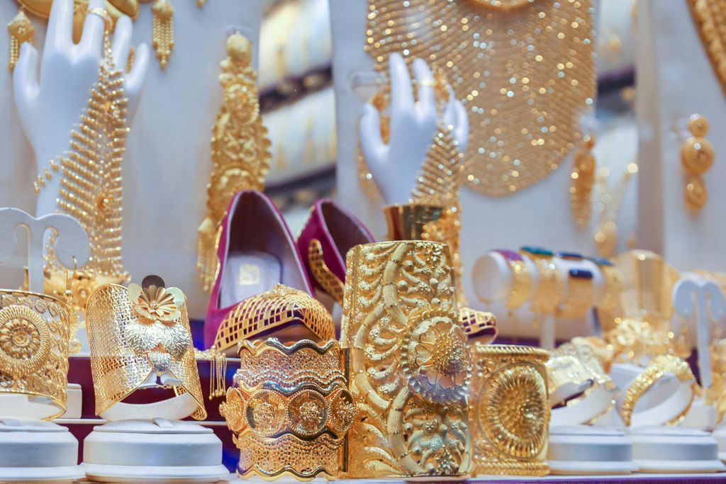 Gold und Perlen, Goldmarkt in der Altstadt von Dubai